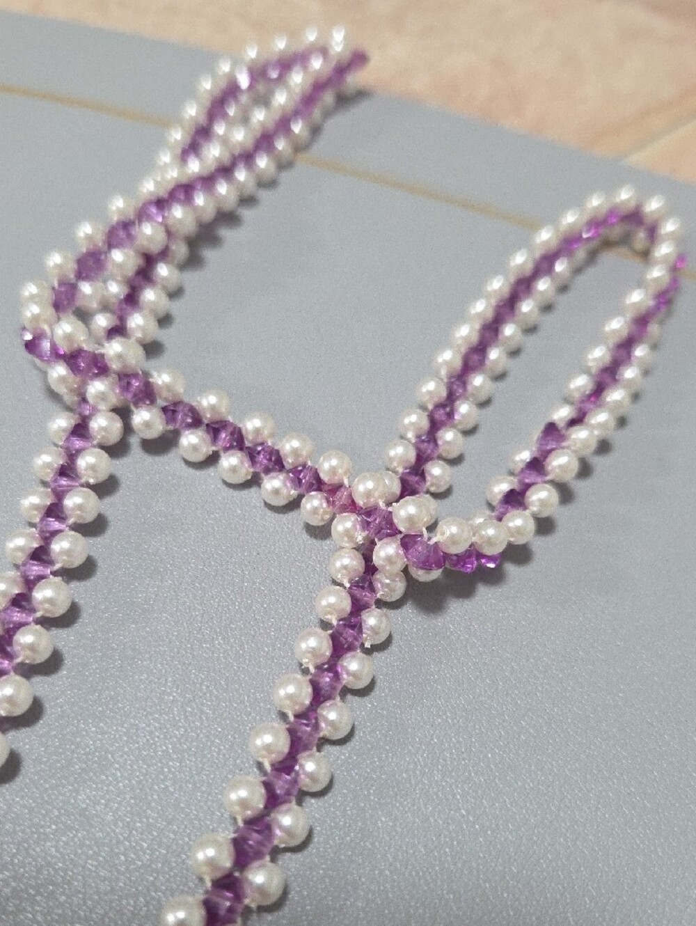 Pearl and Purple Bead Strand Necklace - Women Jewelry - Picture 4 of 5